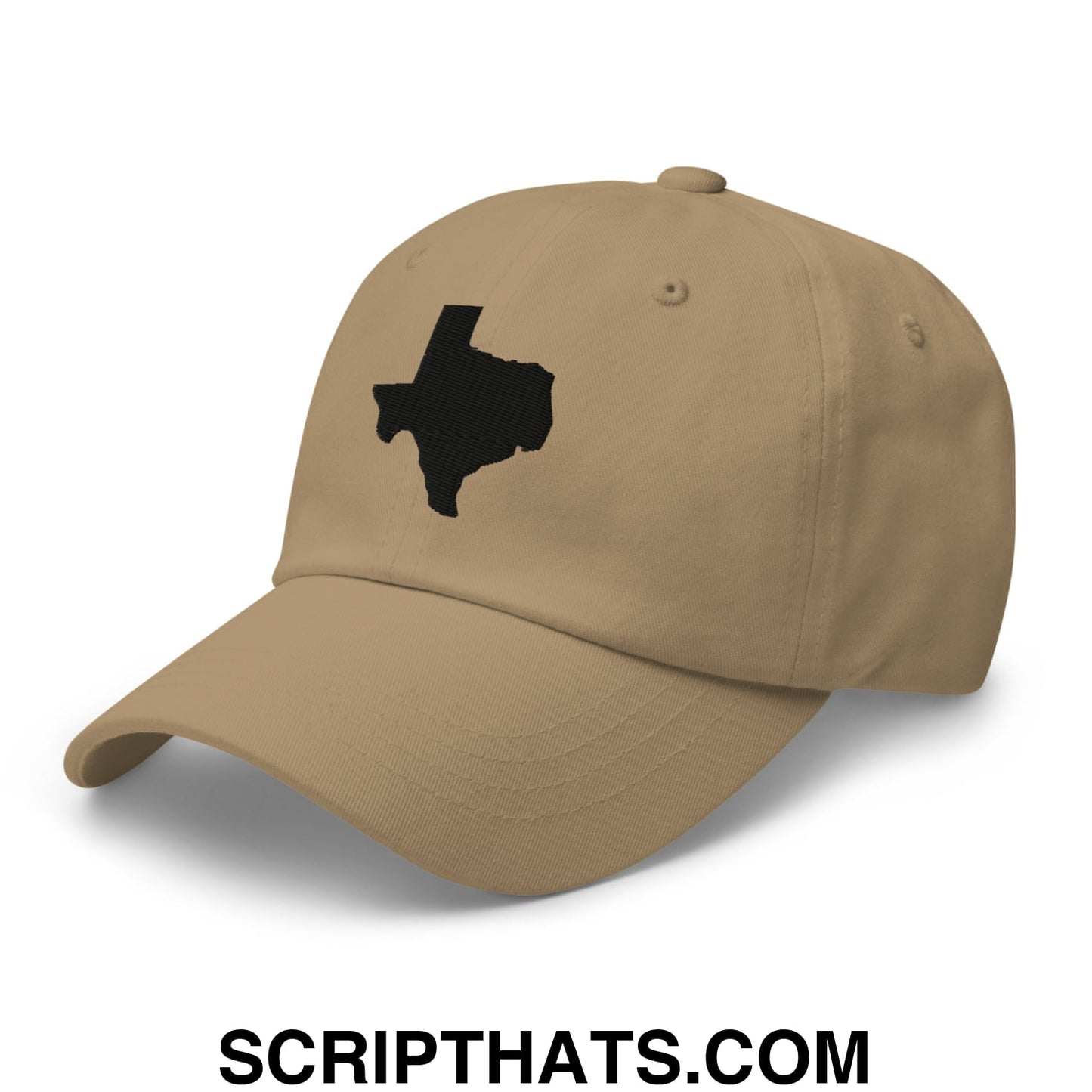 Texas State Silhouette Black Embroidered Unstructured Dad Hat Khaki