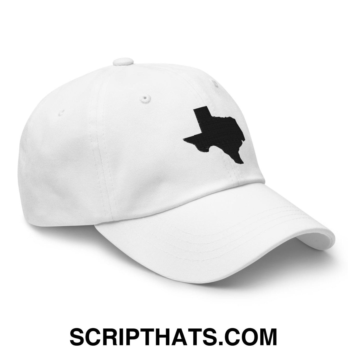 Texas State Silhouette Black Embroidered Unstructured Dad Hat White