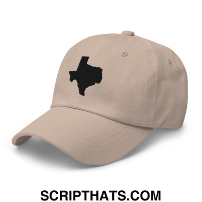 Texas State Silhouette Black Embroidered Unstructured Dad Hat Stone