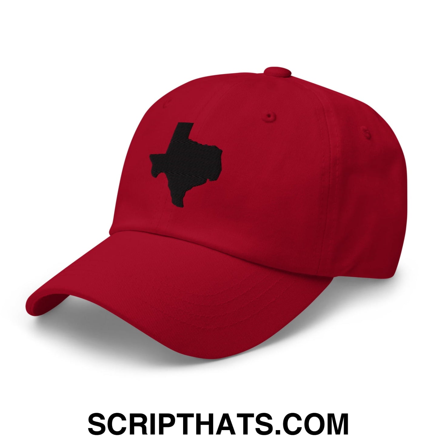 Texas State Silhouette Black Embroidered Unstructured Dad Hat Cranberry