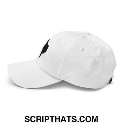 Texas State Silhouette Black Embroidered Unstructured Dad Hat White