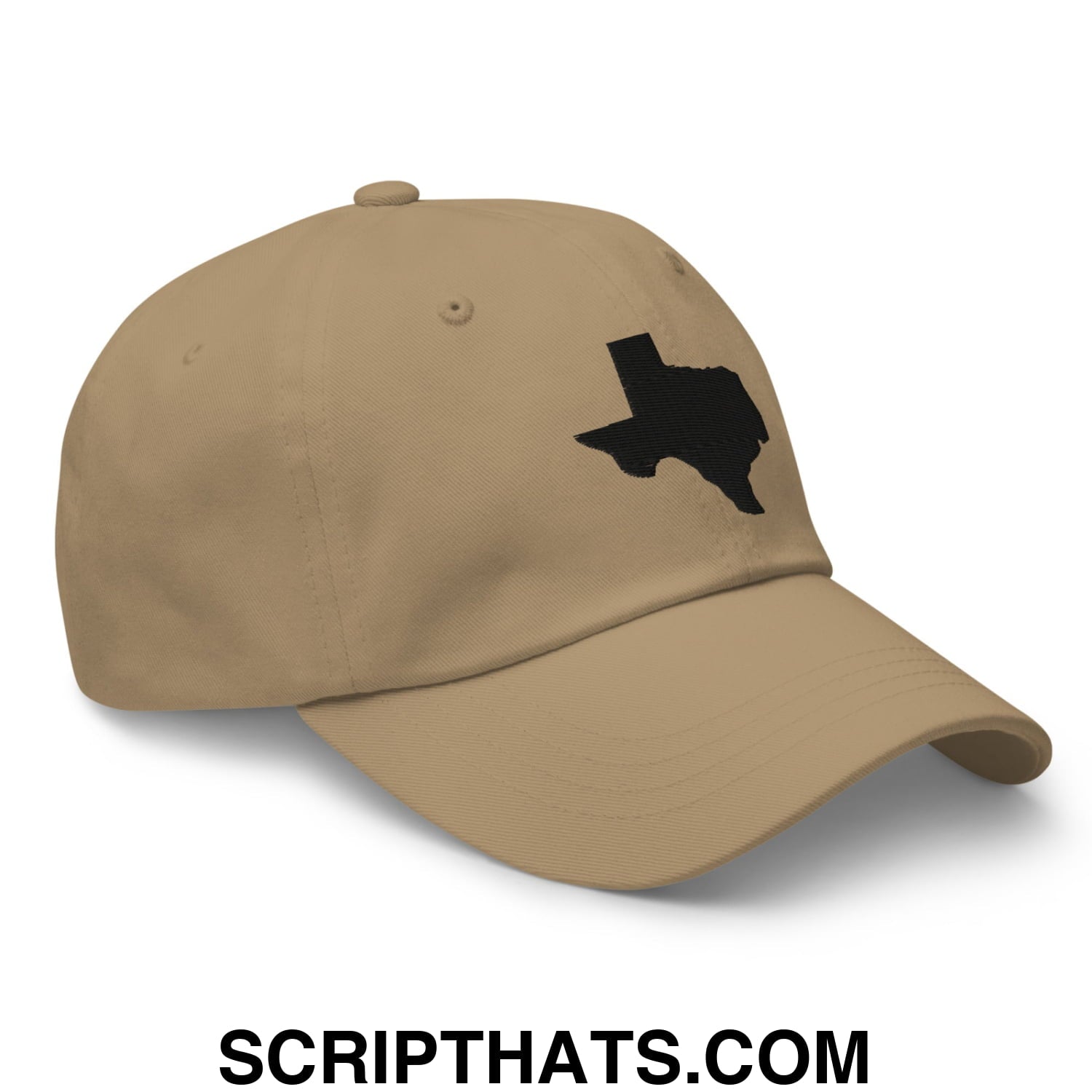 Texas State Silhouette Black Embroidered Unstructured Dad Hat Khaki