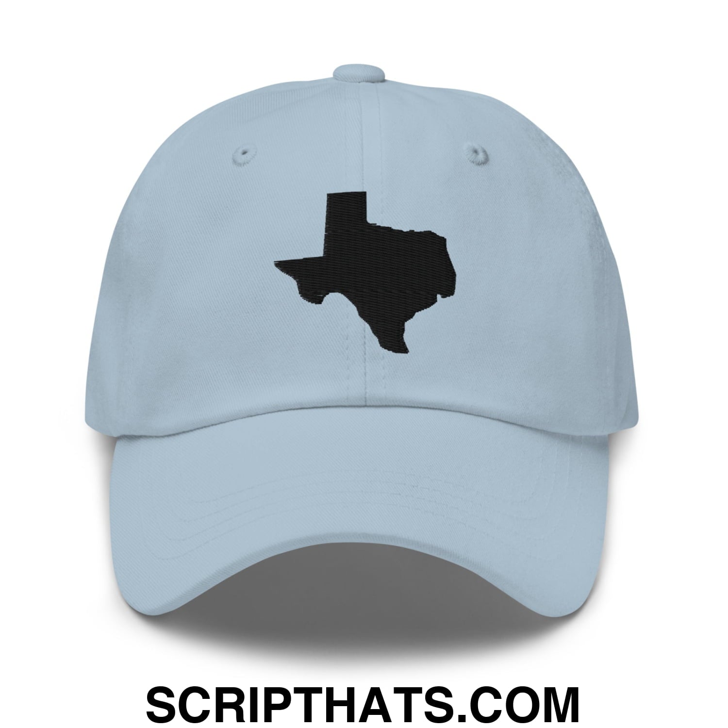 Texas State Silhouette Black Embroidered Unstructured Dad Hat Light Blue