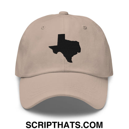 Texas State Silhouette Black Embroidered Unstructured Dad Hat Stone