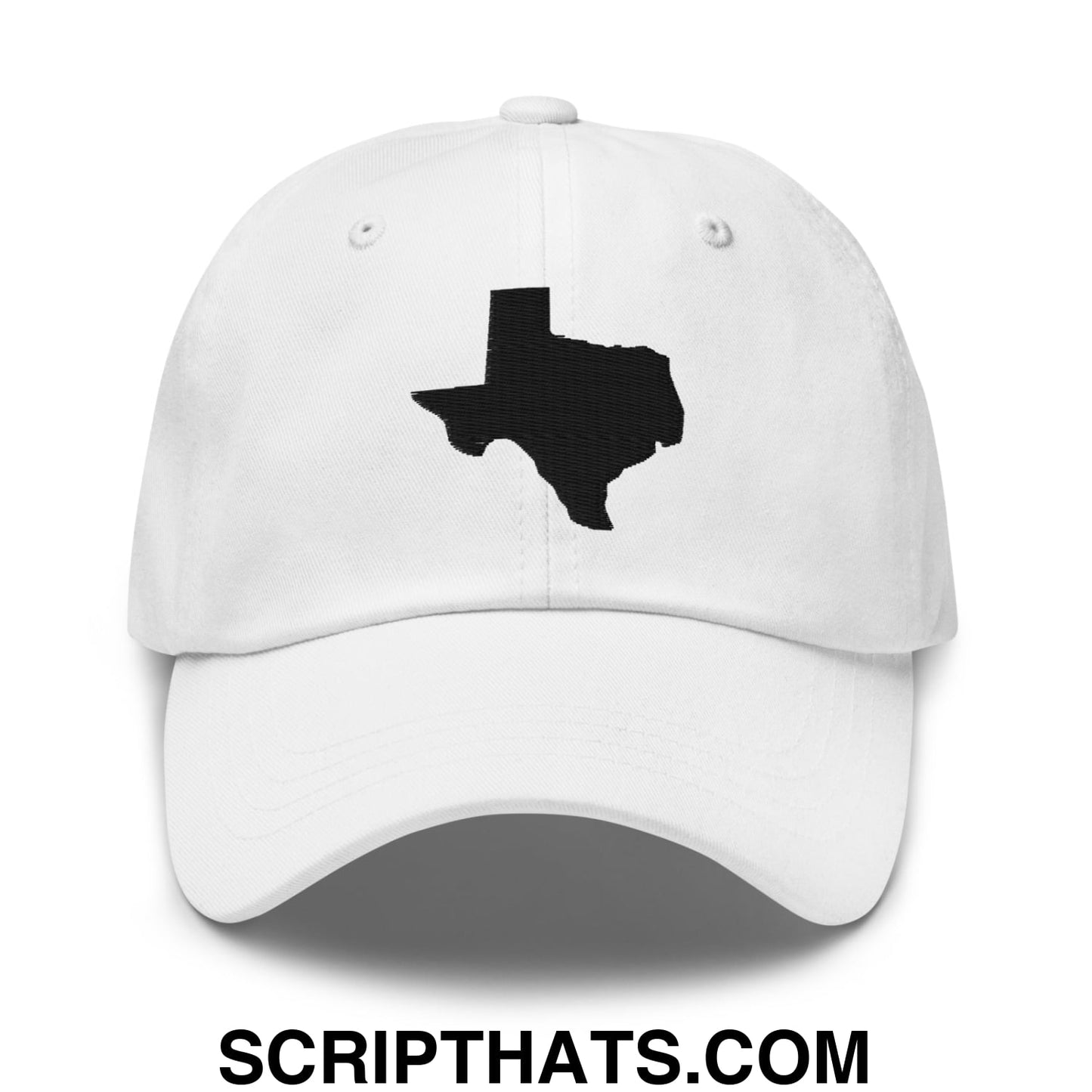 Texas State Silhouette Black Embroidered Unstructured Dad Hat White