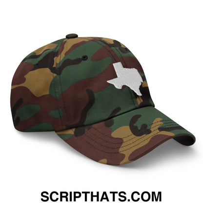 Texas State Silhouette Embroidered Unstructured Dad Hat Green Camo