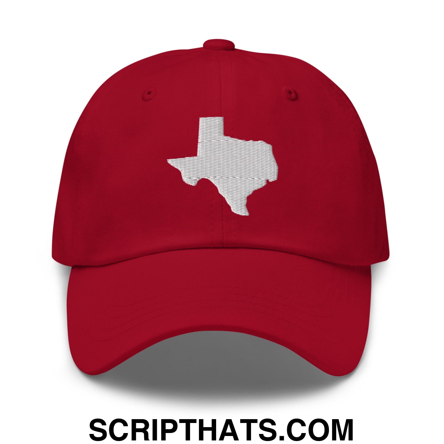 Texas State Silhouette Embroidered Unstructured Dad Hat Cranberry
