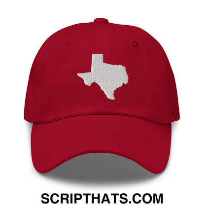 Texas State Silhouette Embroidered Unstructured Dad Hat Cranberry
