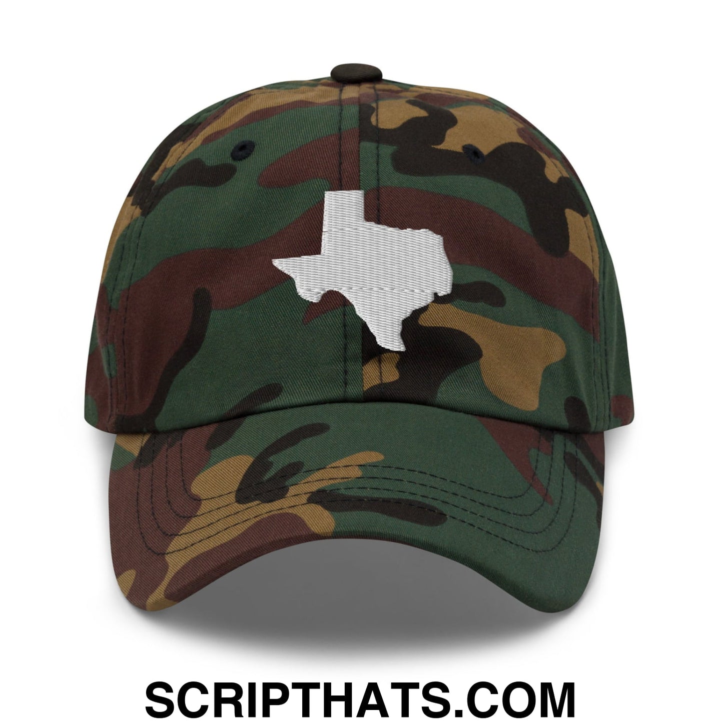 Texas State Silhouette Embroidered Unstructured Dad Hat Green Camo