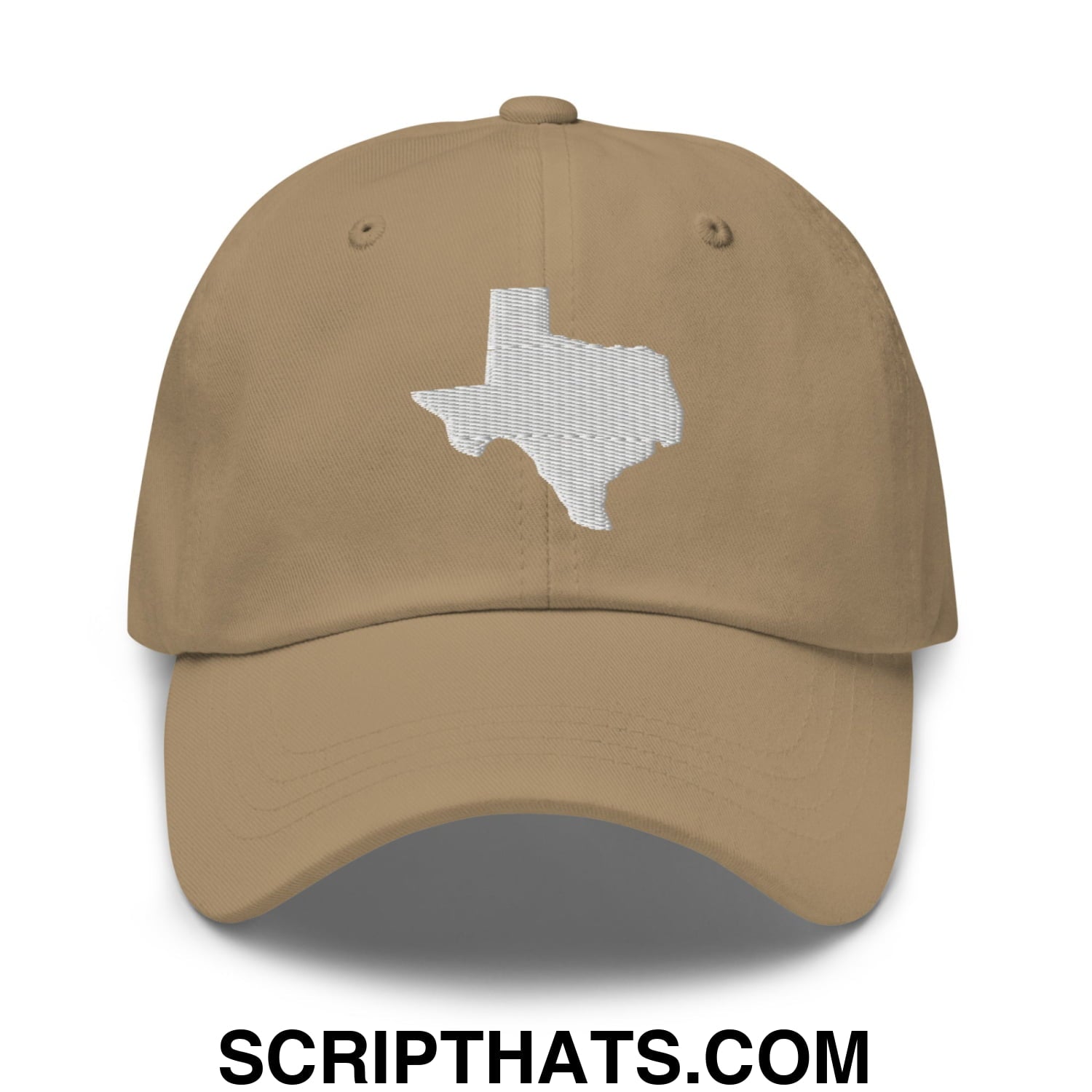 Texas State Silhouette Embroidered Unstructured Dad Hat Khaki