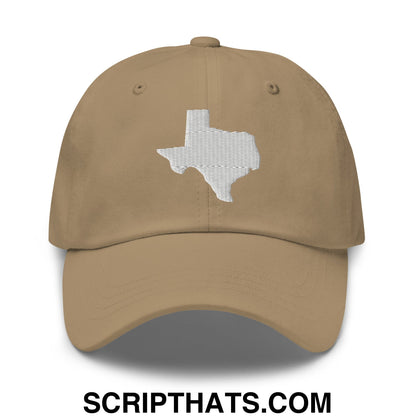 Texas State Silhouette Embroidered Unstructured Dad Hat Khaki