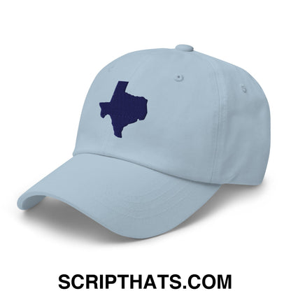 Texas State Silhouette Navy Embroidered Unstructured Dad Hat Light Blue