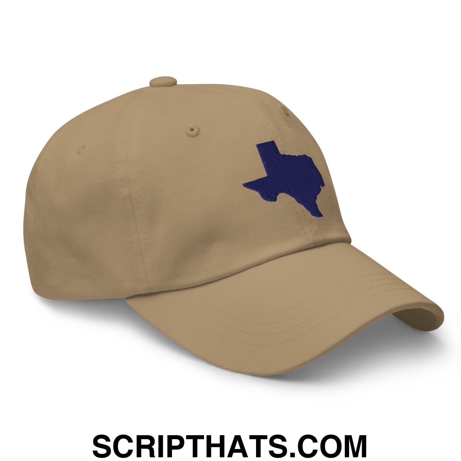 Texas State Silhouette Navy Embroidered Unstructured Dad Hat Khaki