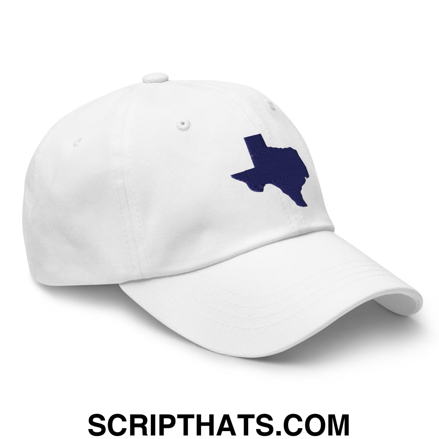 Texas State Silhouette Navy Embroidered Unstructured Dad Hat White