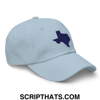 Texas State Silhouette Navy Embroidered Unstructured Dad Hat Light Blue