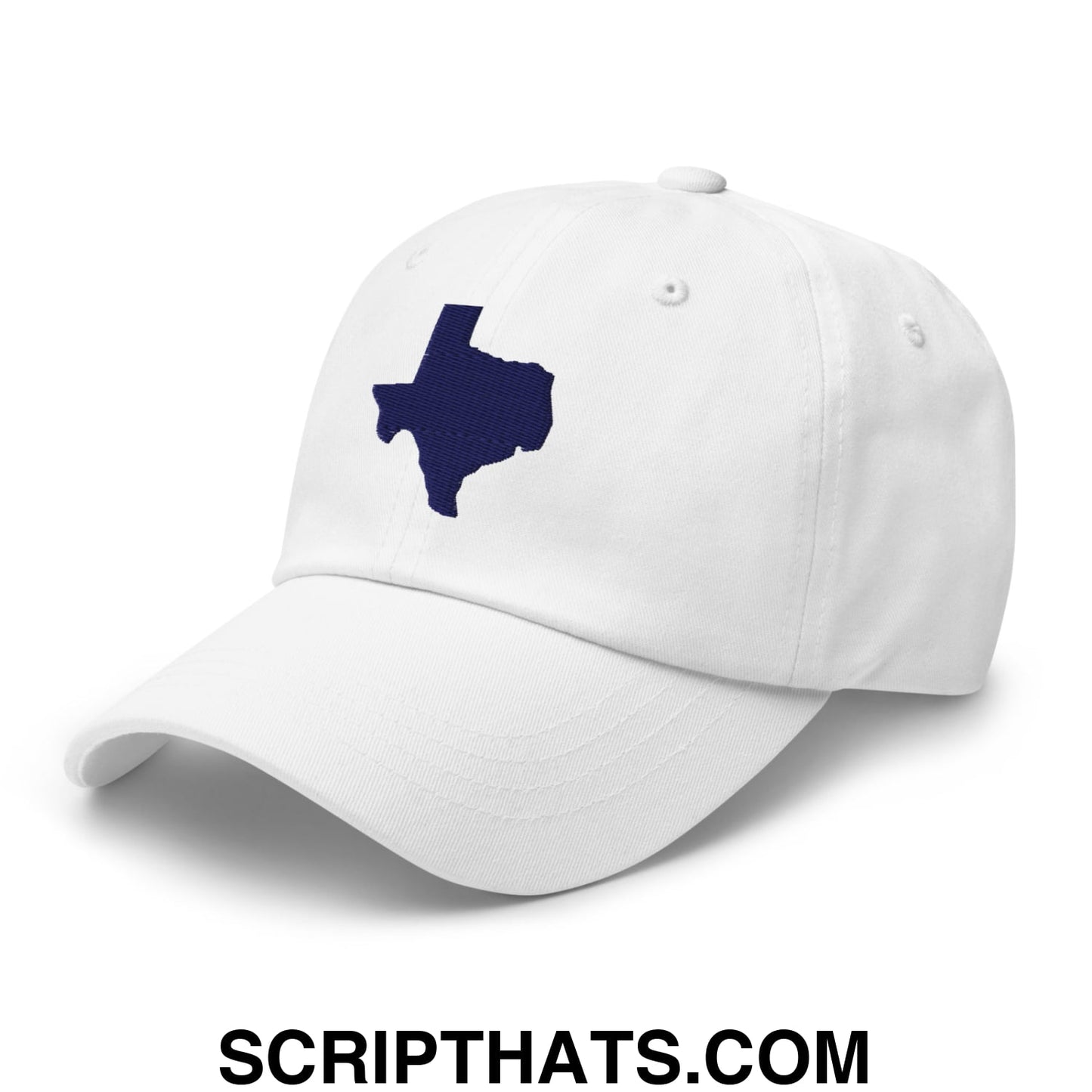 Texas State Silhouette Navy Embroidered Unstructured Dad Hat White