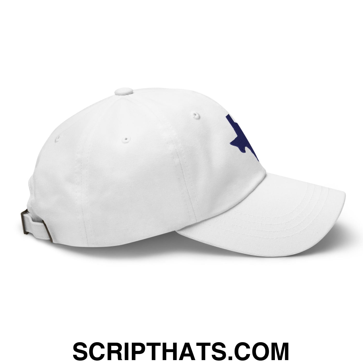 Texas State Silhouette Navy Embroidered Unstructured Dad Hat White