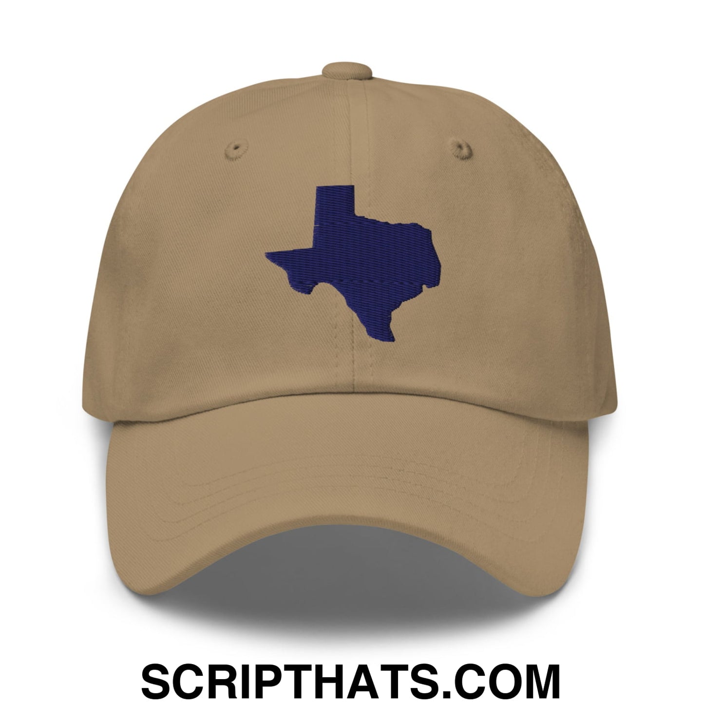 Texas State Silhouette Navy Embroidered Unstructured Dad Hat Khaki