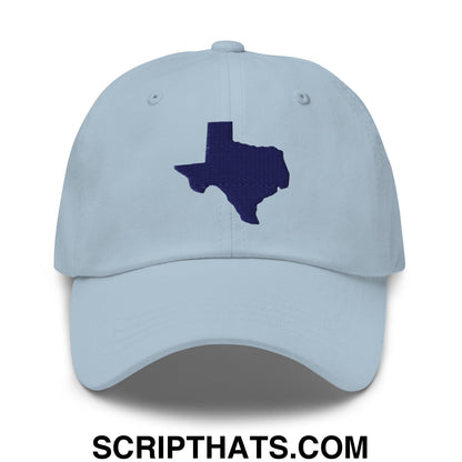 Texas State Silhouette Navy Embroidered Unstructured Dad Hat Light Blue