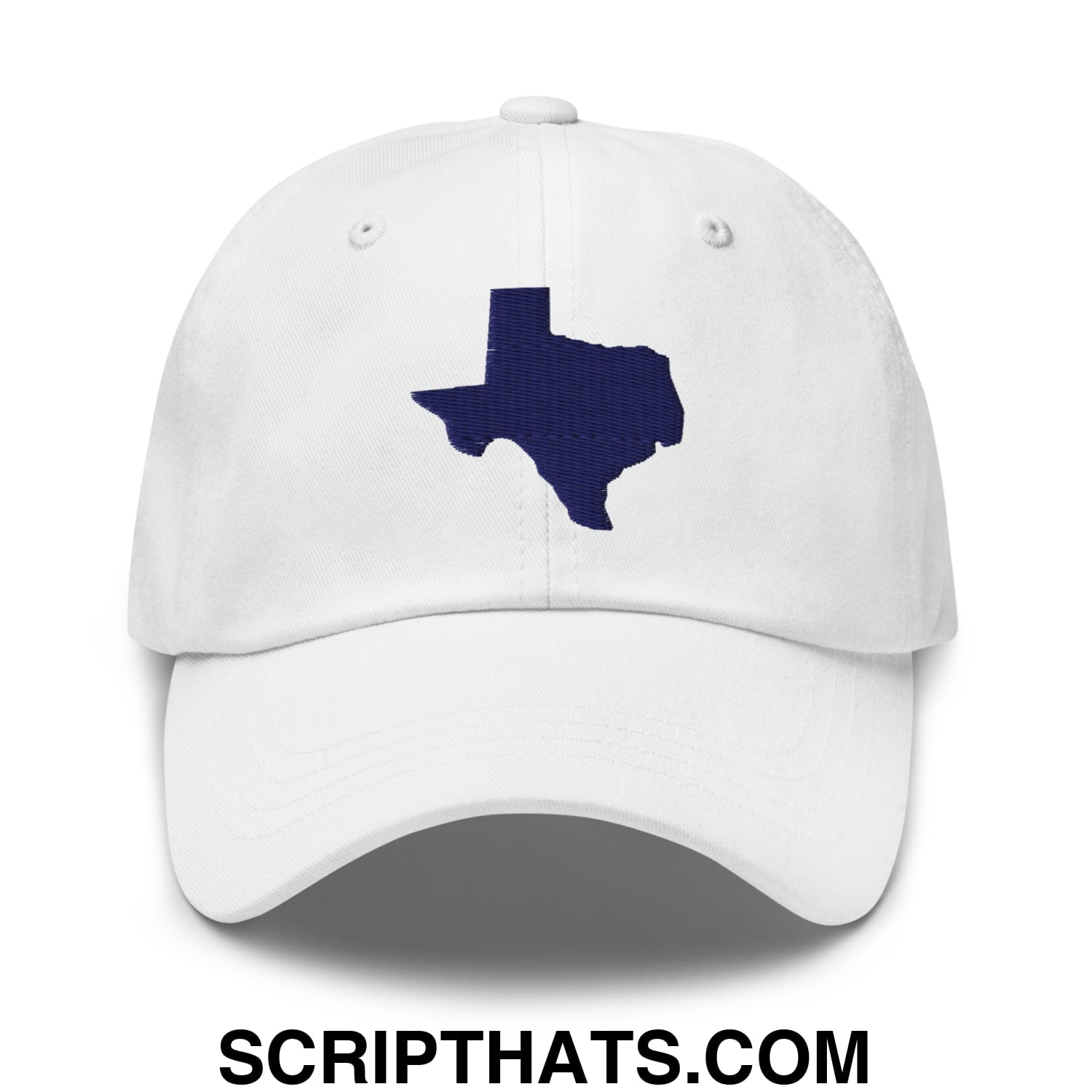 Texas State Silhouette Navy Embroidered Unstructured Dad Hat White
