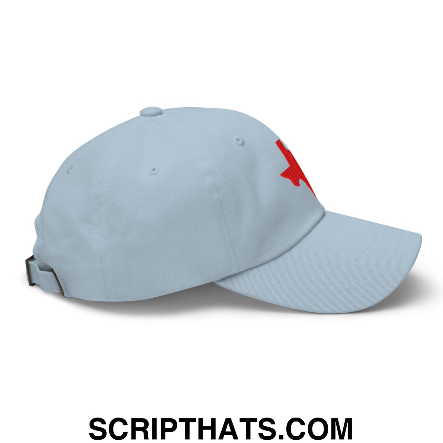 Texas State Silhouette Red Embroidered Unstructured Dad Hat Light Blue