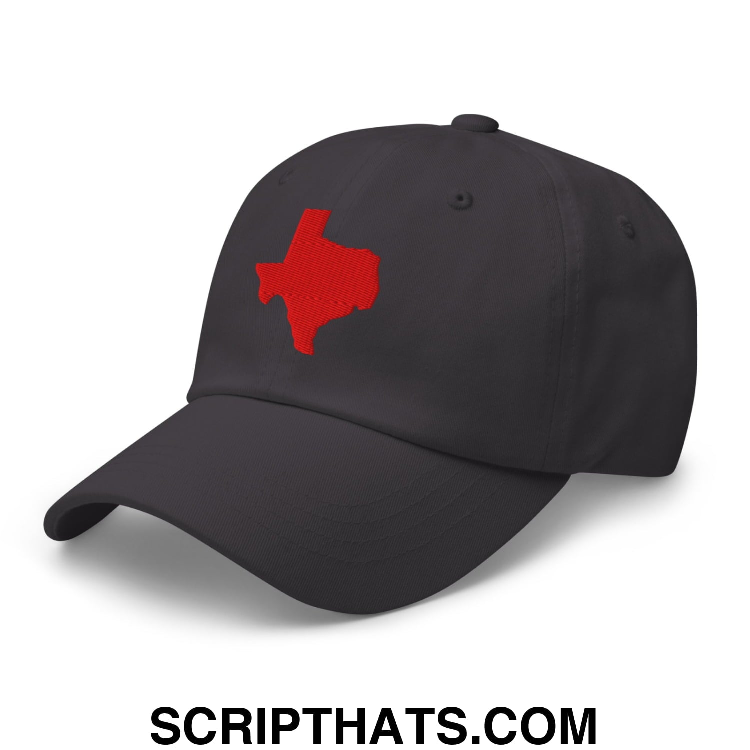 Texas State Silhouette Red Embroidered Unstructured Dad Hat Dark Grey