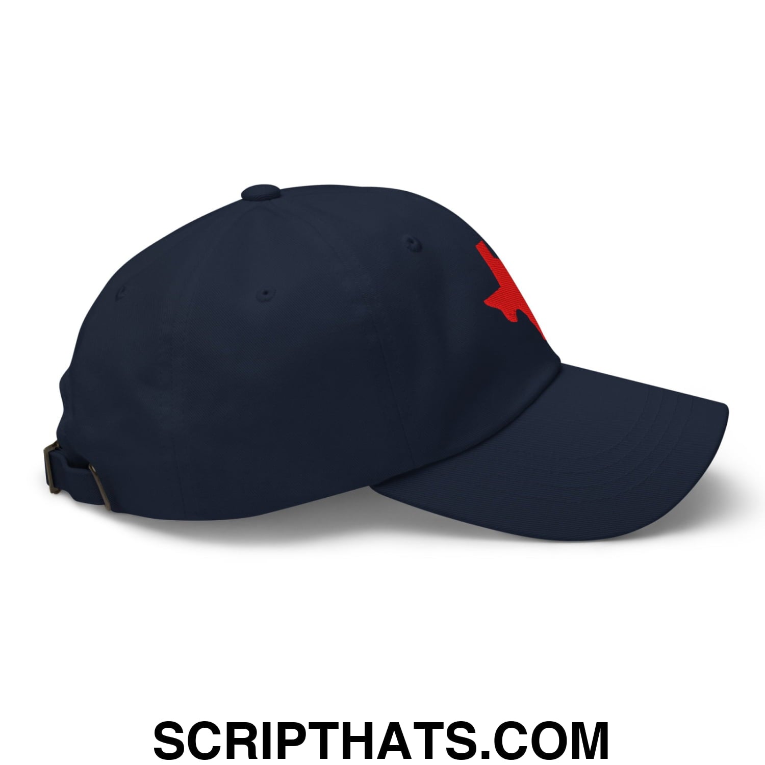 Texas State Silhouette Red Embroidered Unstructured Dad Hat Navy