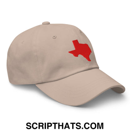 Texas State Silhouette Red Embroidered Unstructured Dad Hat Stone
