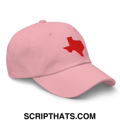 Texas State Silhouette Red Embroidered Unstructured Dad Hat Pink