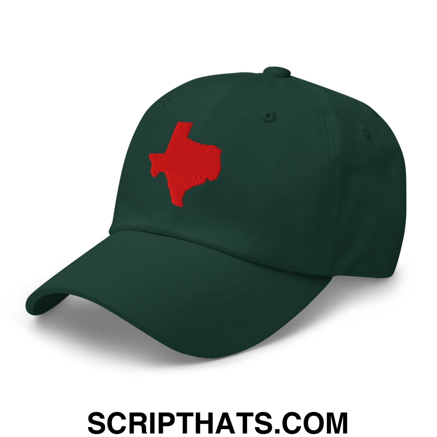 Texas State Silhouette Red Embroidered Unstructured Dad Hat Spruce