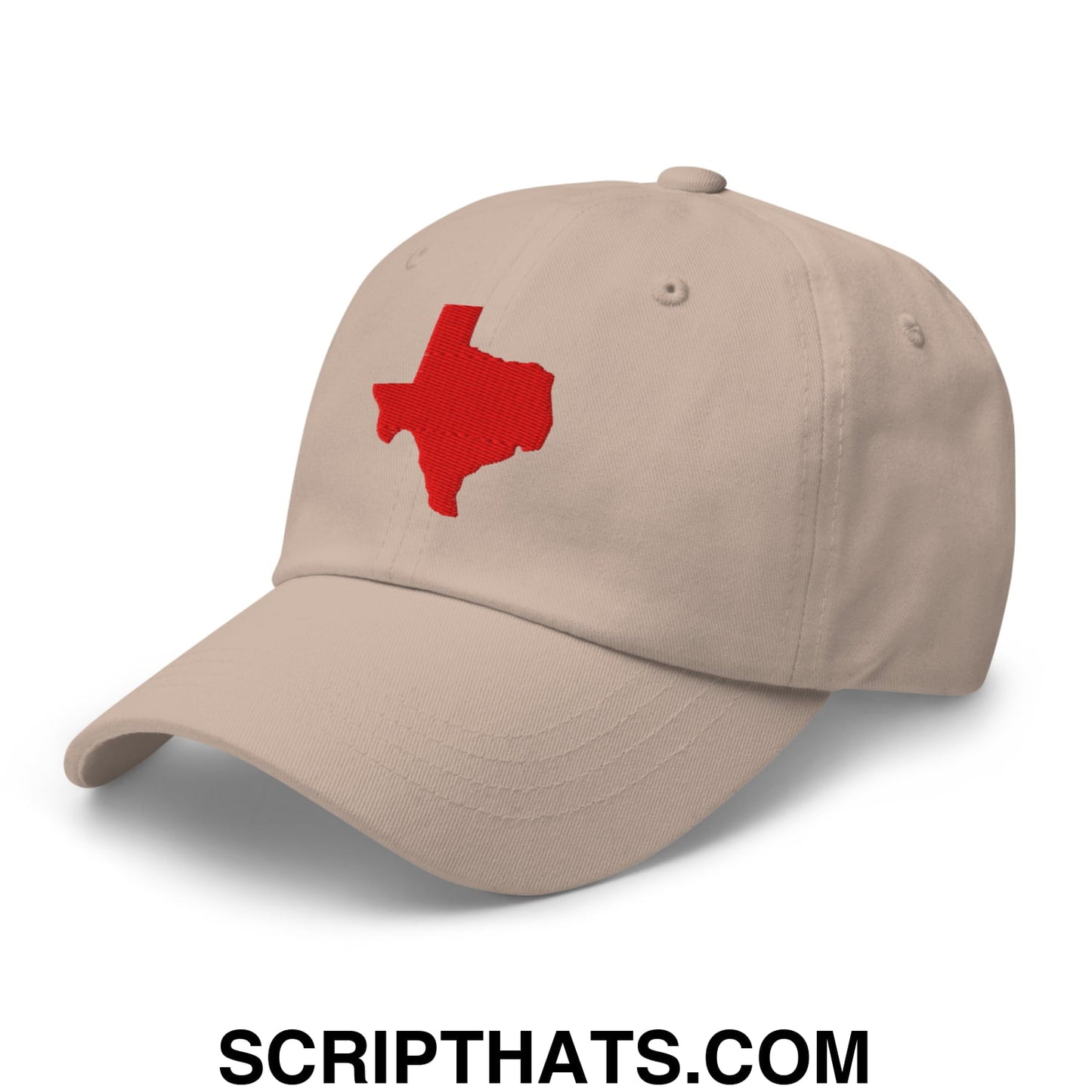 Texas State Silhouette Red Embroidered Unstructured Dad Hat Stone
