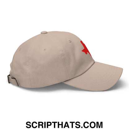 Texas State Silhouette Red Embroidered Unstructured Dad Hat Stone