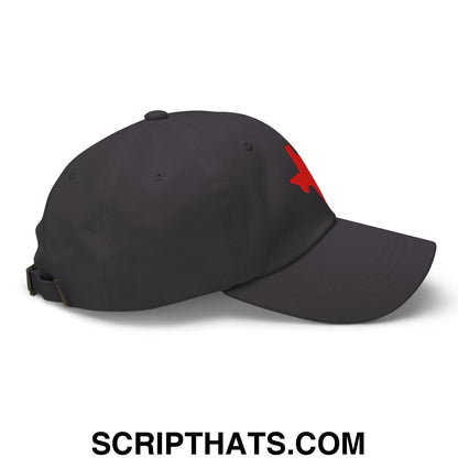 Texas State Silhouette Red Embroidered Unstructured Dad Hat Dark Grey