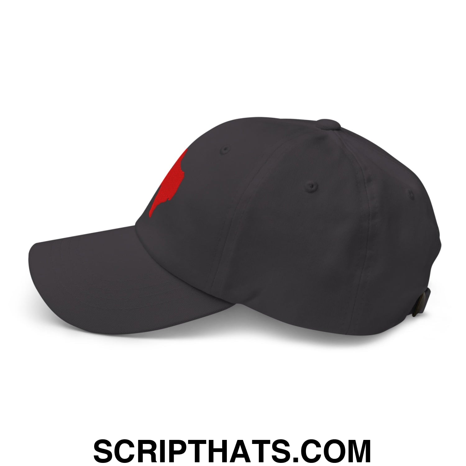 Texas State Silhouette Red Embroidered Unstructured Dad Hat Dark Grey