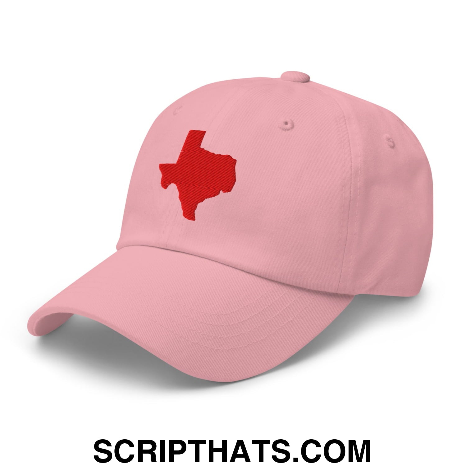Texas State Silhouette Red Embroidered Unstructured Dad Hat Pink