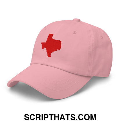 Texas State Silhouette Red Embroidered Unstructured Dad Hat Pink