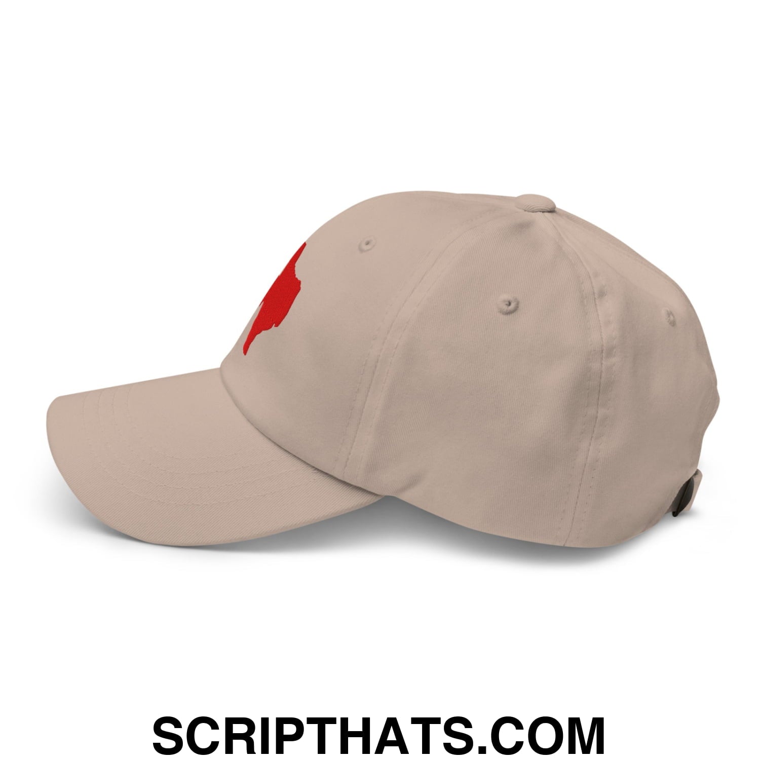 Texas State Silhouette Red Embroidered Unstructured Dad Hat Stone