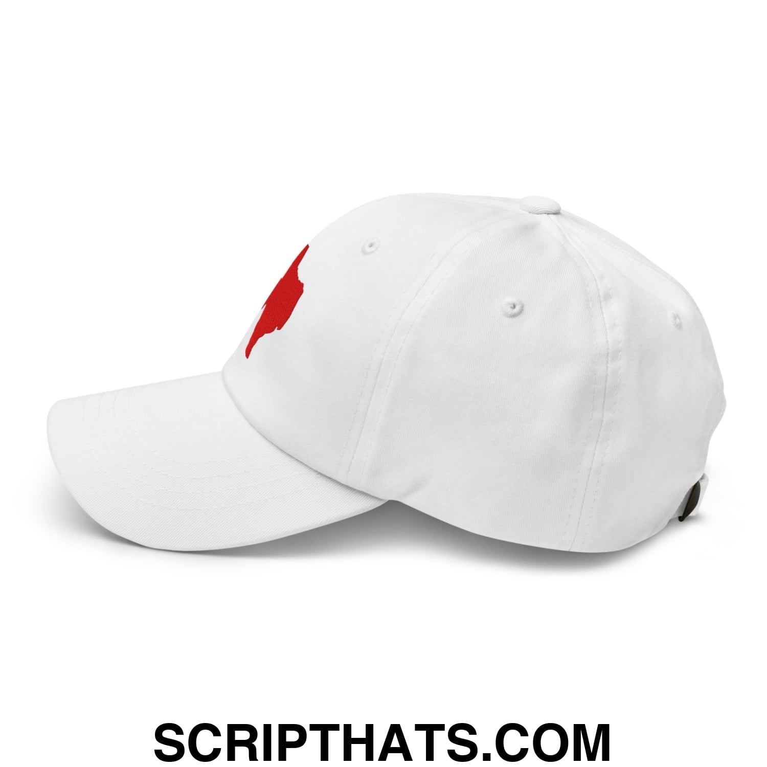 Texas State Silhouette Red Embroidered Unstructured Dad Hat White