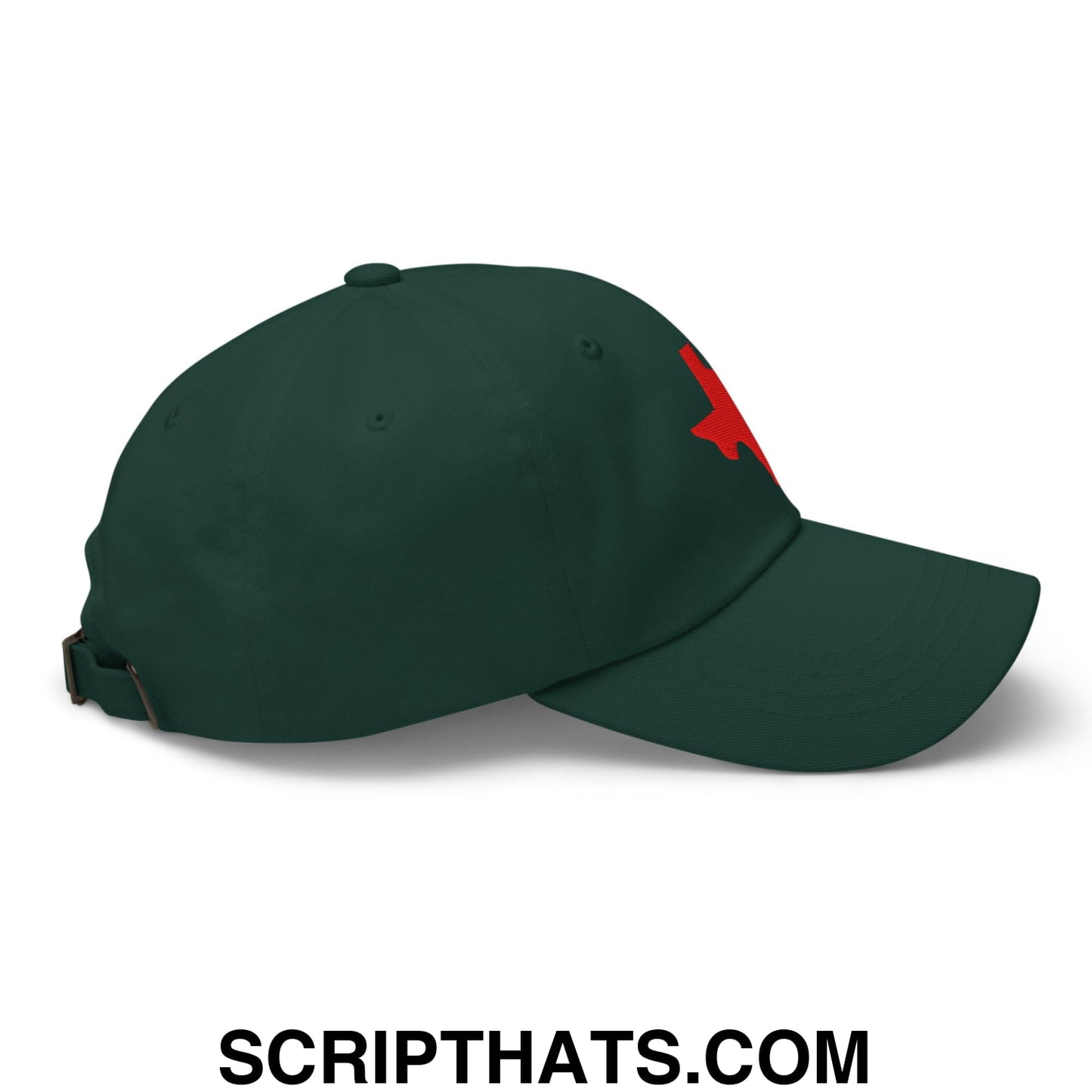 Texas State Silhouette Red Embroidered Unstructured Dad Hat Spruce