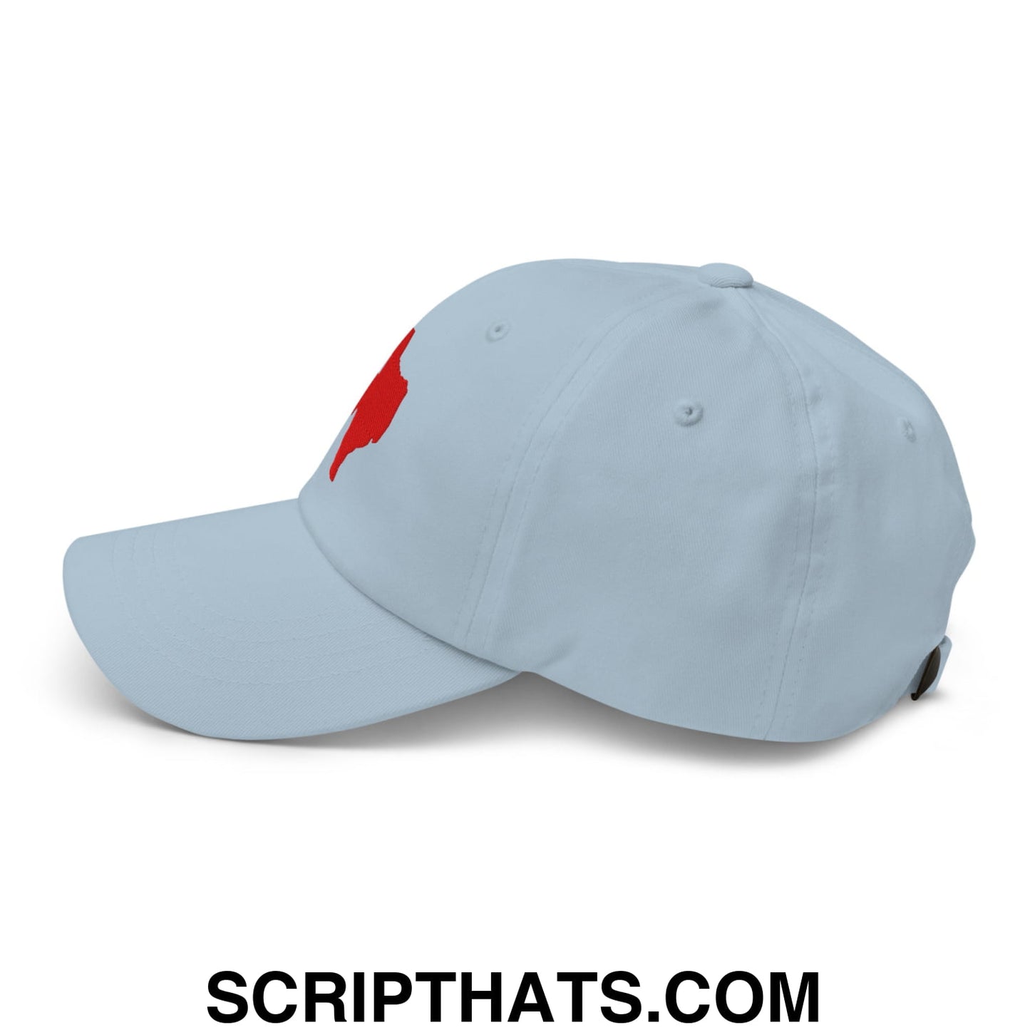 Texas State Silhouette Red Embroidered Unstructured Dad Hat Light Blue