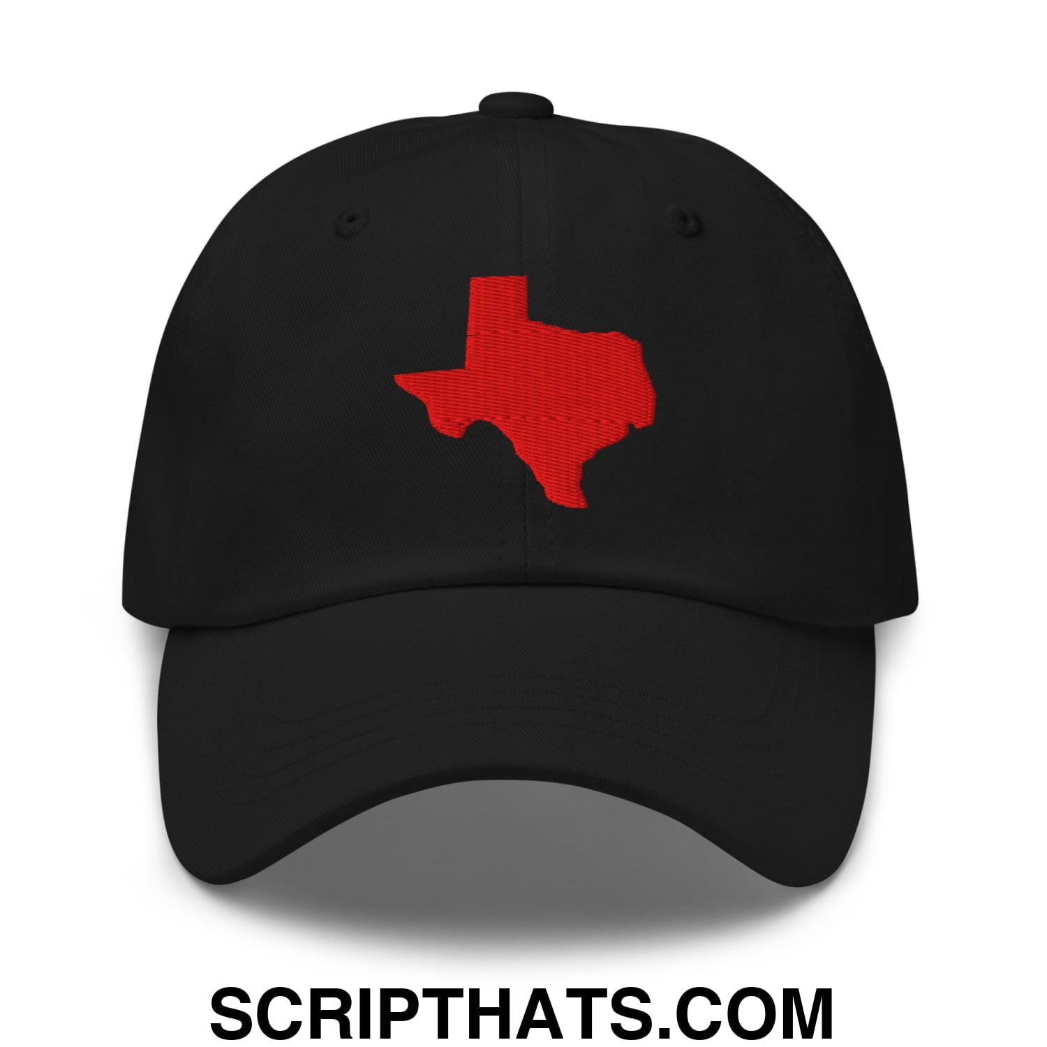 Texas State Silhouette Red Embroidered Unstructured Dad Hat – Script Hats
