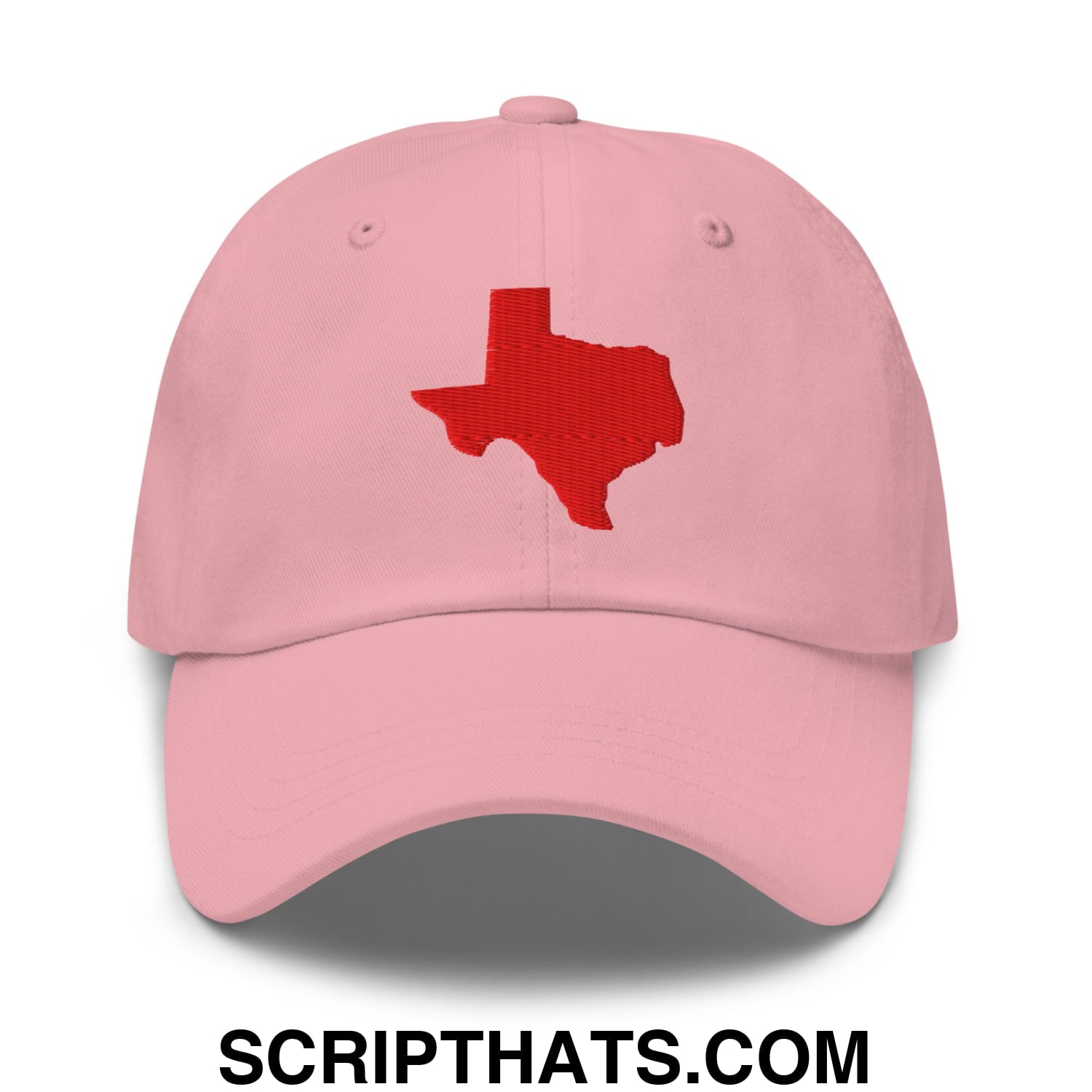 Texas State Silhouette Red Embroidered Unstructured Dad Hat Pink