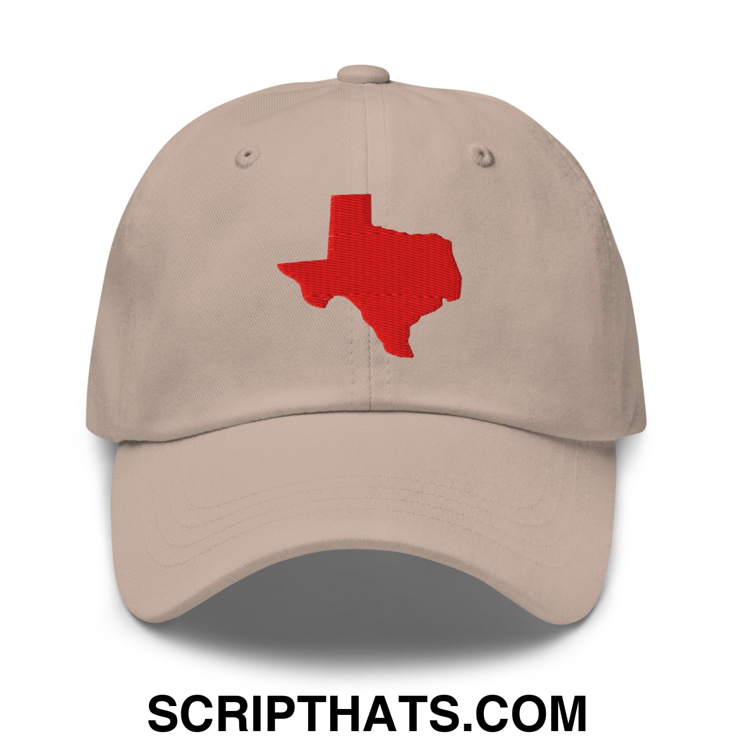 Texas State Silhouette Red Embroidered Unstructured Dad Hat Stone