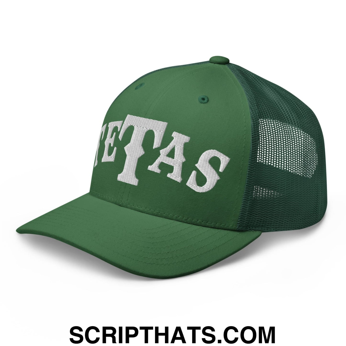 Texas Tetas Embroidered Mesh Trucker Hat Evergreen