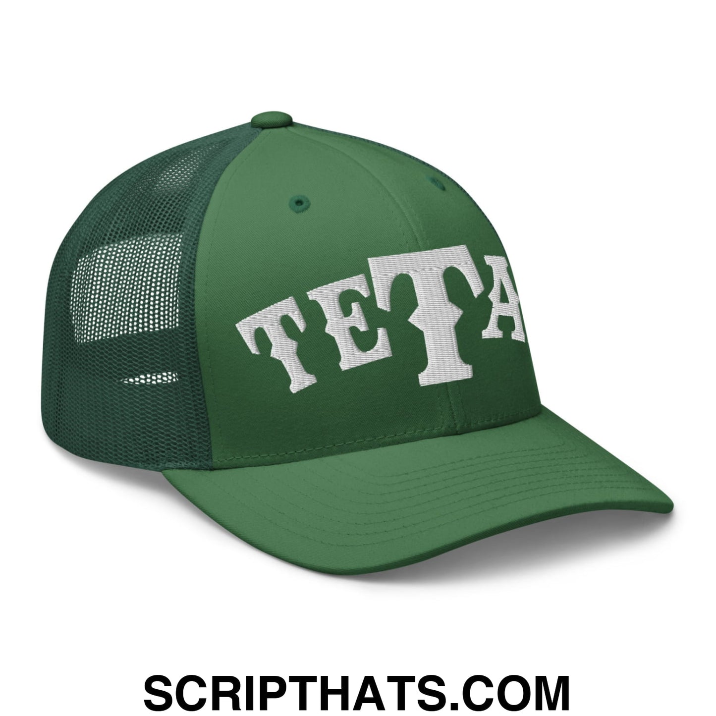 Texas Tetas Embroidered Mesh Trucker Hat Evergreen