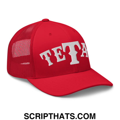 Texas Tetas Embroidered Mesh Trucker Hat Red