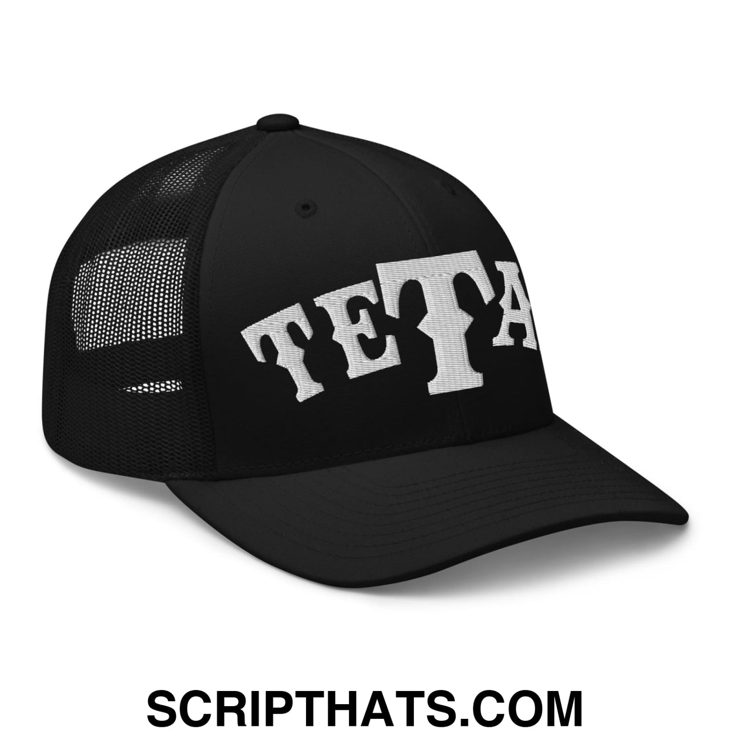 Texas Tetas Embroidered Mesh Trucker Hat Black