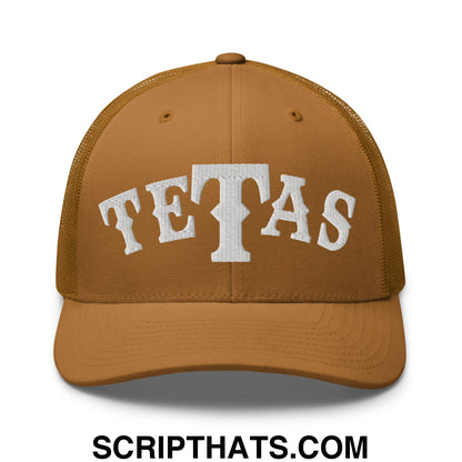 Texas Tetas Embroidered Mesh Trucker Hat Caramel