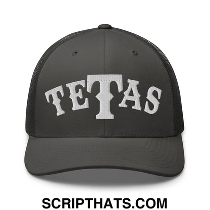 Texas Tetas Embroidered Mesh Trucker Hat Charcoal