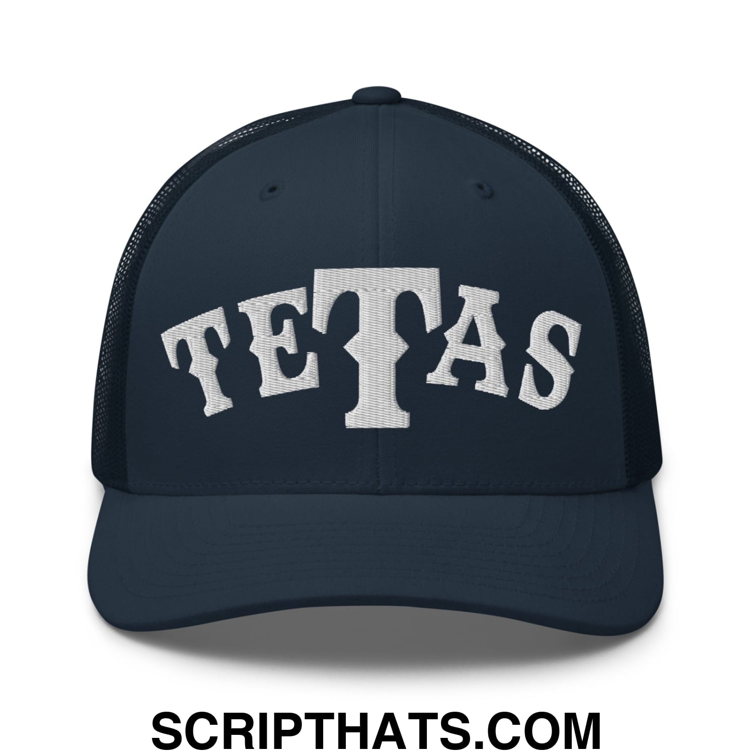 Texas Tetas Embroidered Mesh Trucker Hat Navy